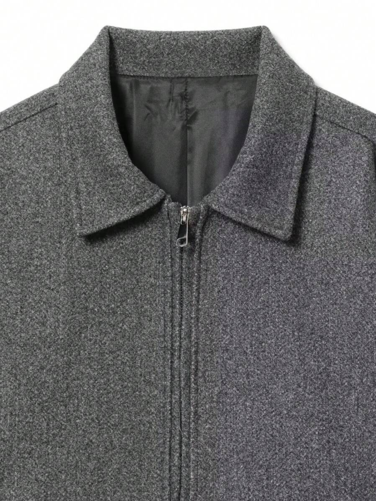 Minimalistische Herbstjacke aus Wollmischung mit Reißverschluss und Revers