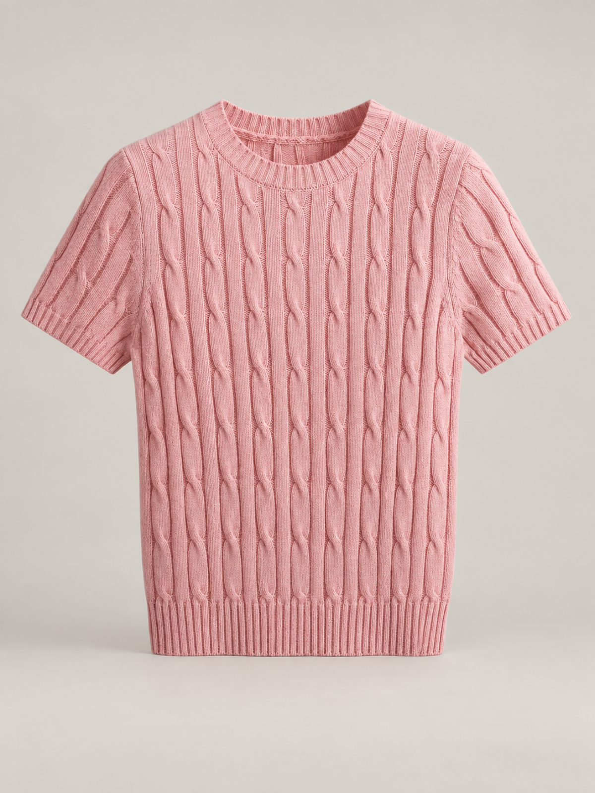 Women’s Cable Knit Short Sleeve Crew Neck Top