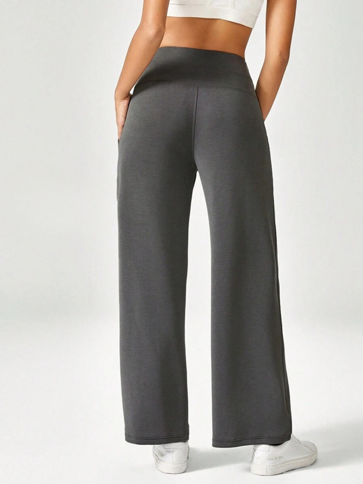 Modal-Seide Loungehose mit weitem Bein, hohem Bund und Taschen für Komfort und Stil im Alltag