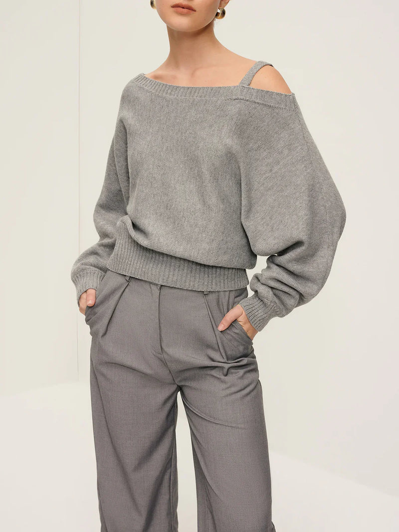 Schlichter, schulterfreier, lockerer Pullover