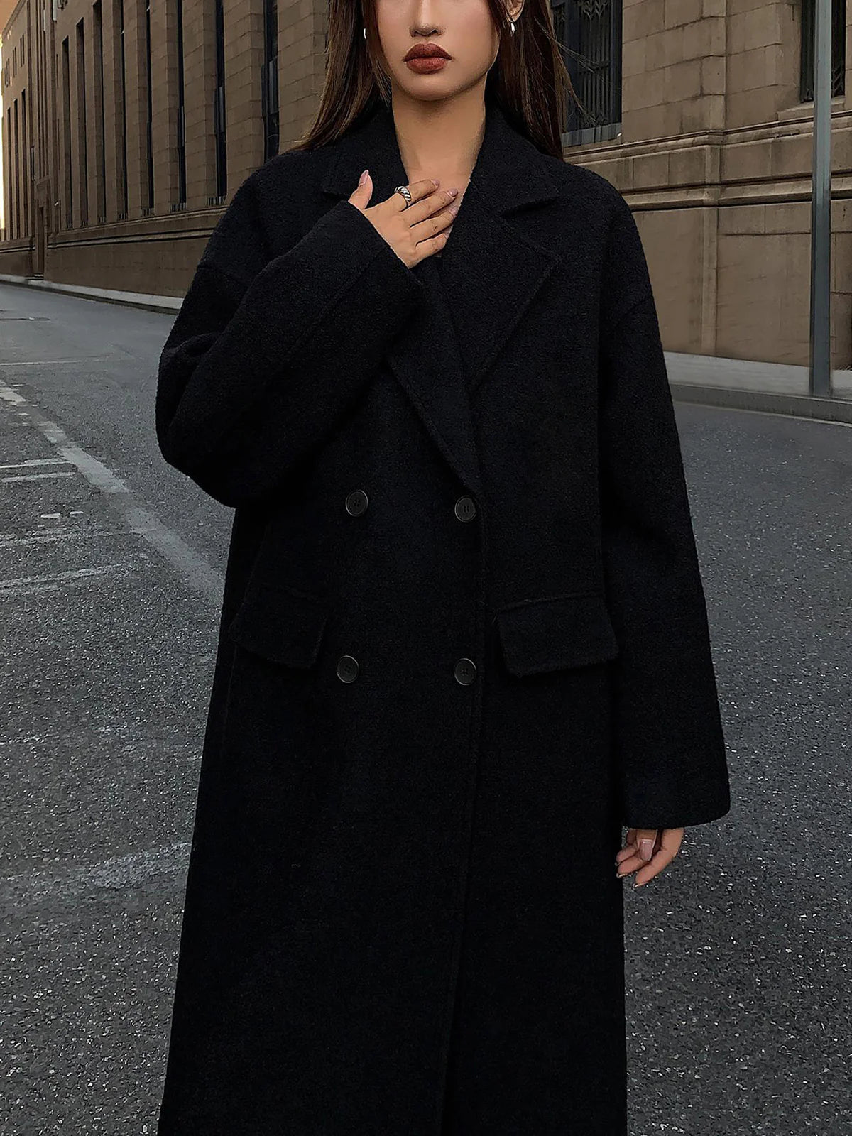 Wool-Blend Tweed Long Coat - LA FEMME WANDERER