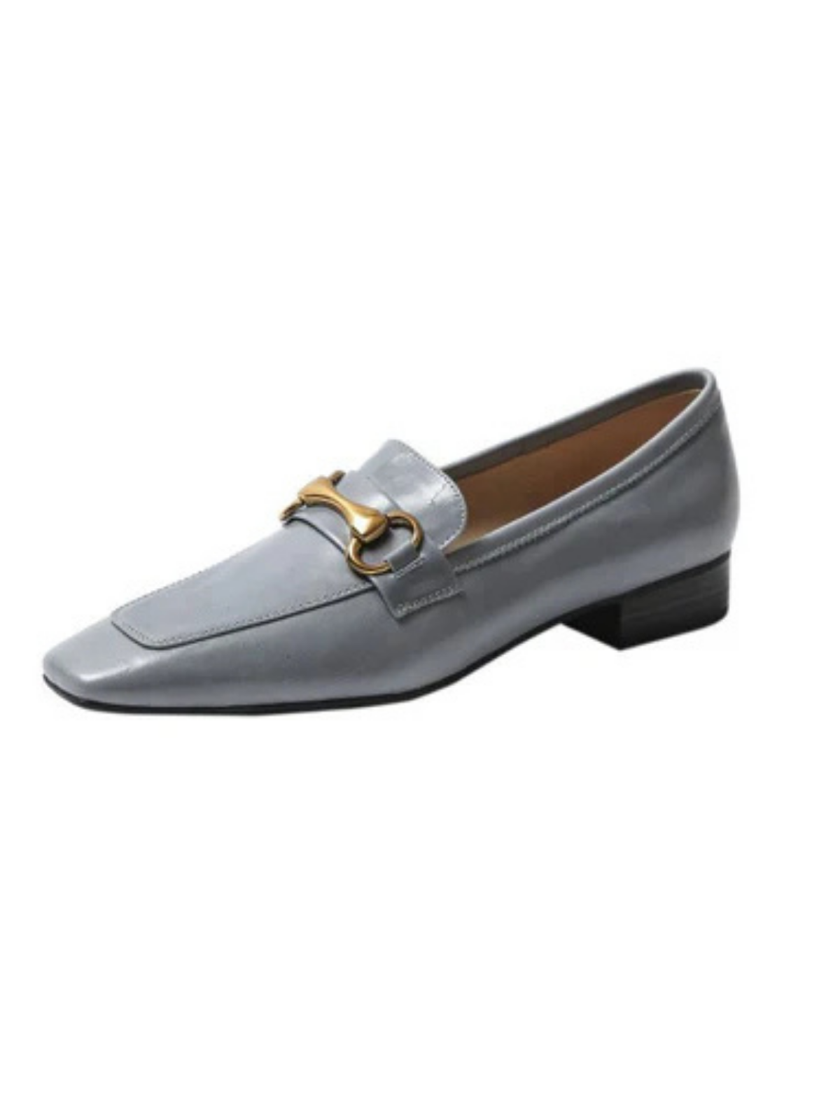 Leder flache Schuhe mit niedrigem Metall Akzent -Quadratzehen