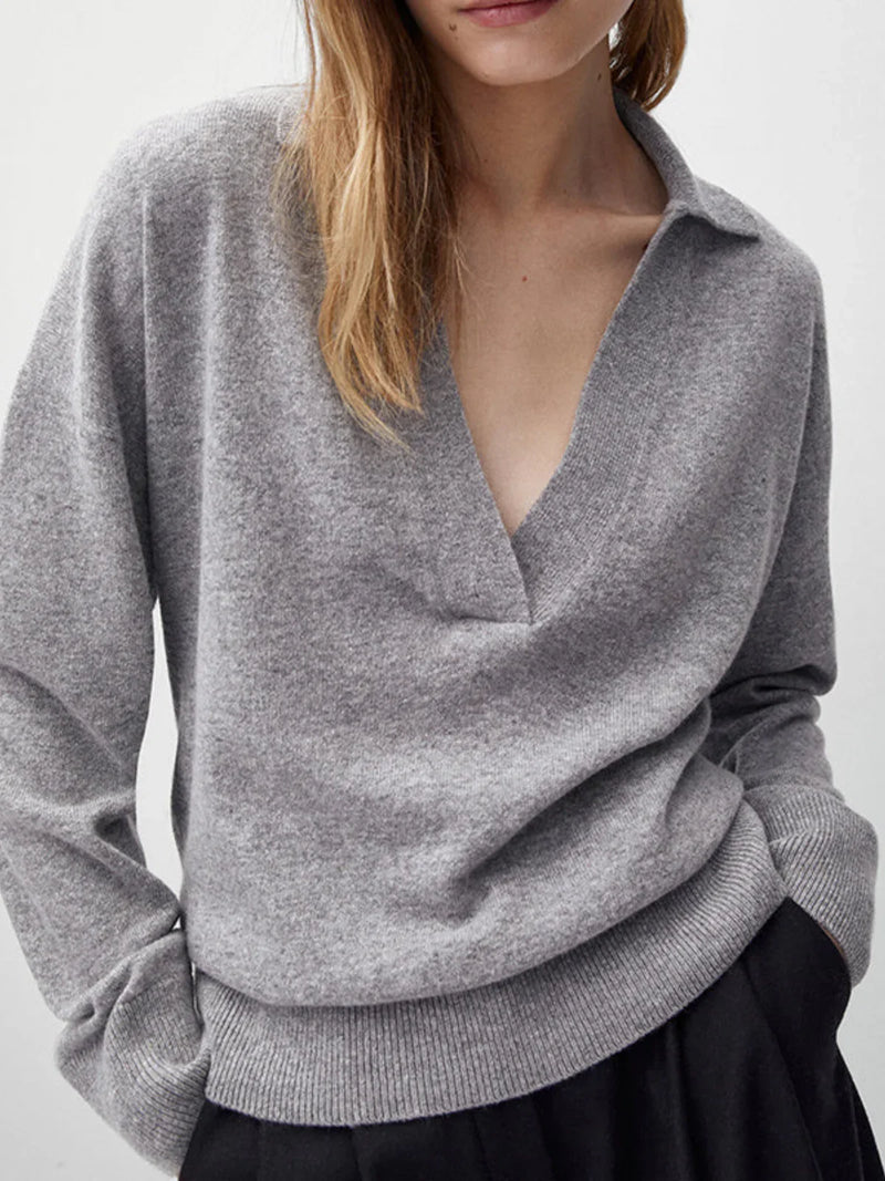 Lässiger Strickpullover mit Polokragen