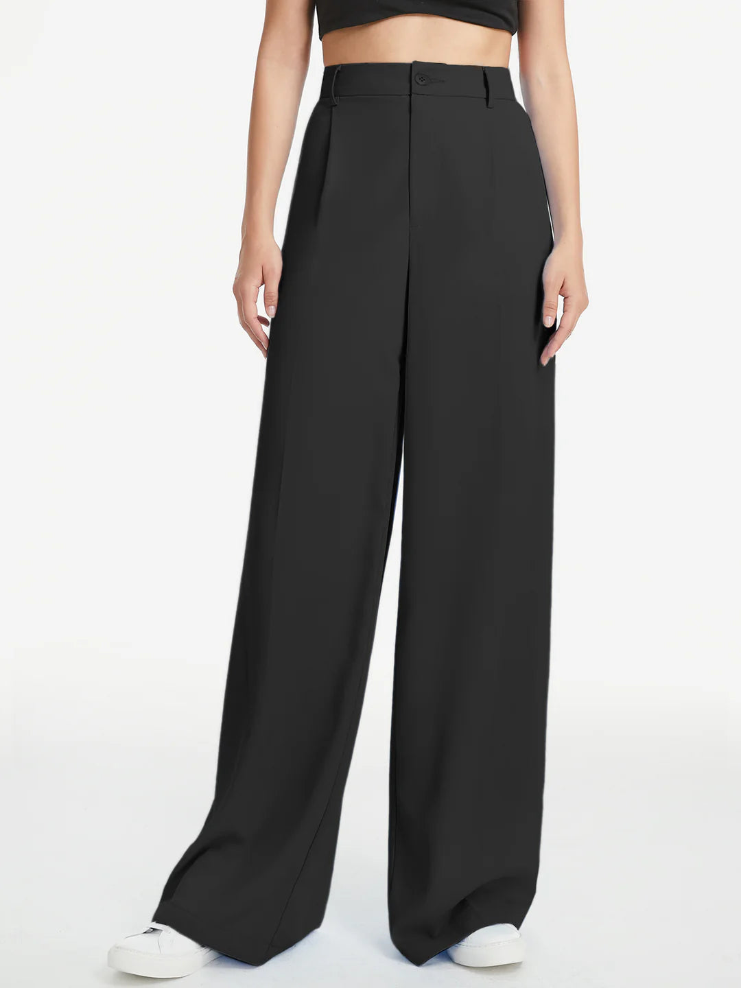 High Waisted Wide Leg Relaxed Fit Trousers - LA FEMME WANDERER