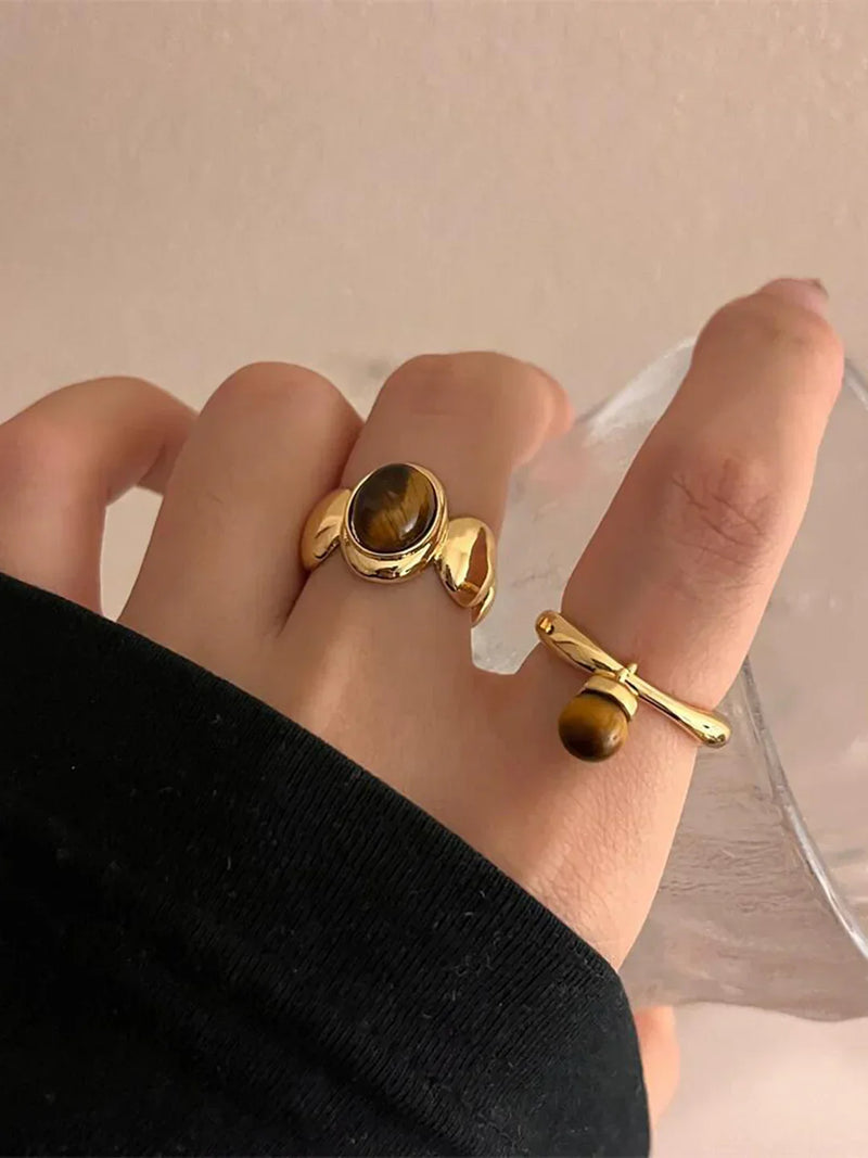 Vintage-inspirierter brauner Steinring