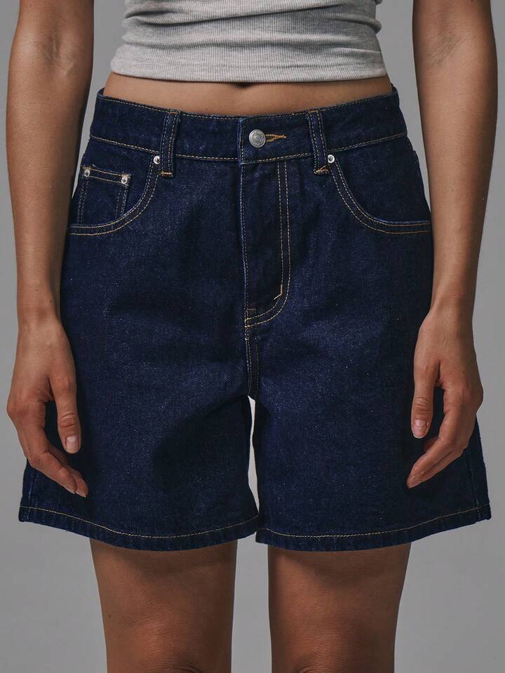 Dark Wash High-Waisted Jean Shorts for Effortless Everyday Style