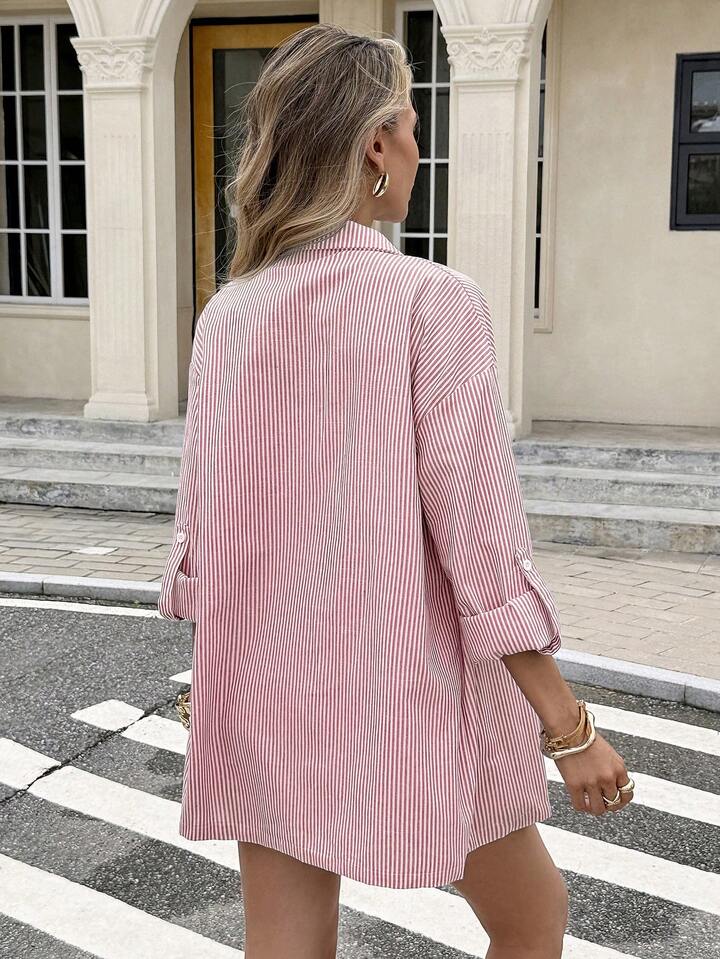 Hamptons Stripe Shirt & Skort Set – Relaxed Button-Up Co-Ord for Effortless Coastal Chic