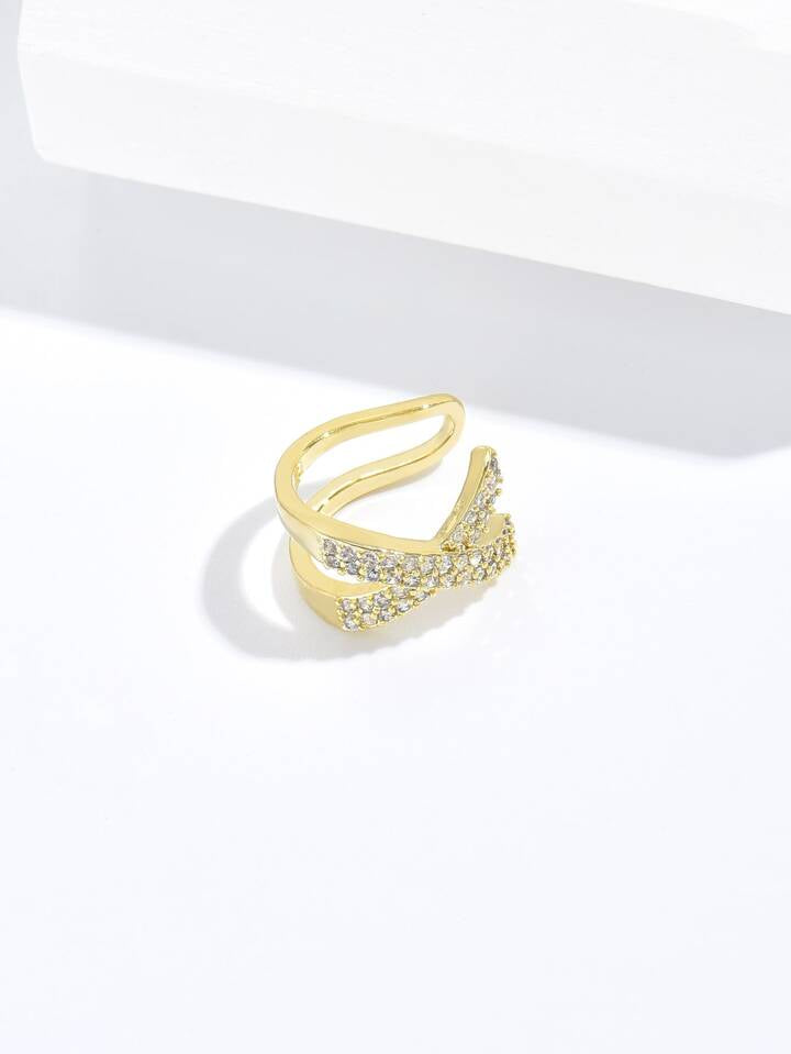 Luxury Crystal Ear Clip – Modern X Design Non-Piercing Earring