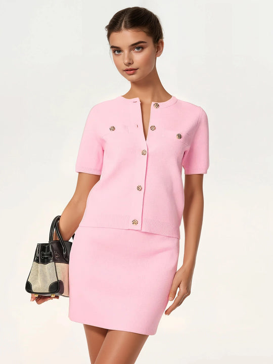 Vintage-inspiriertes rosa Knit-Set