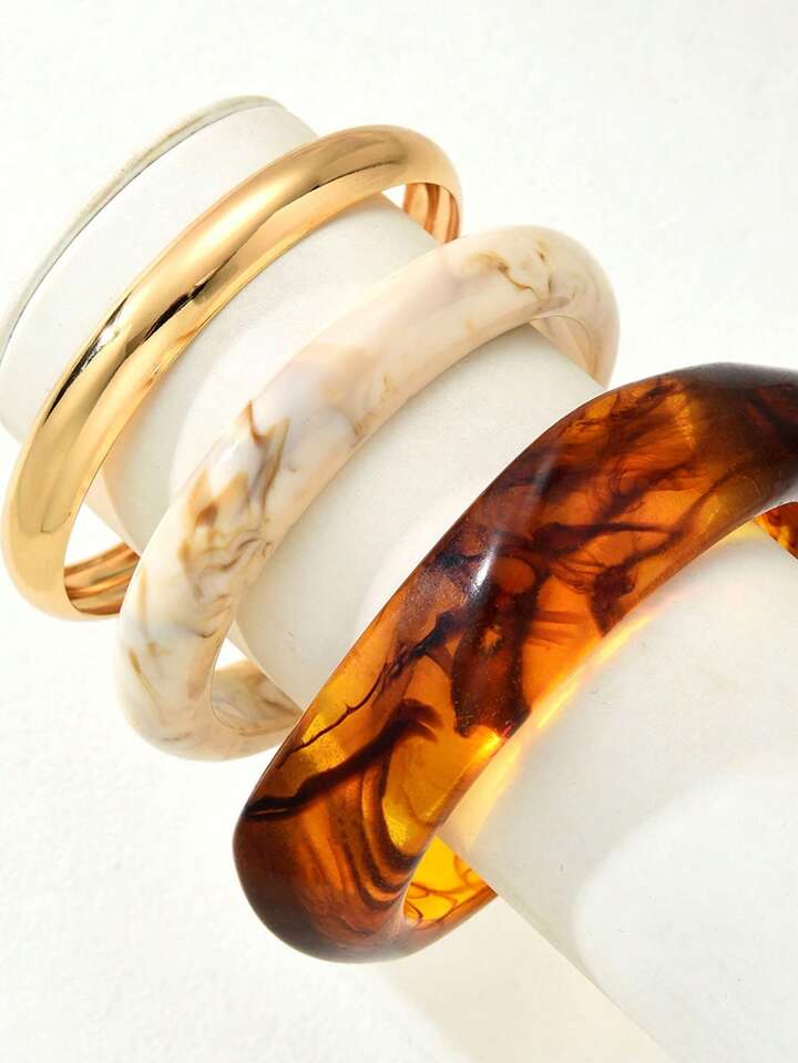 Elegant Resin Bangle Collection – 3 Piece Fashion Bracelet Set