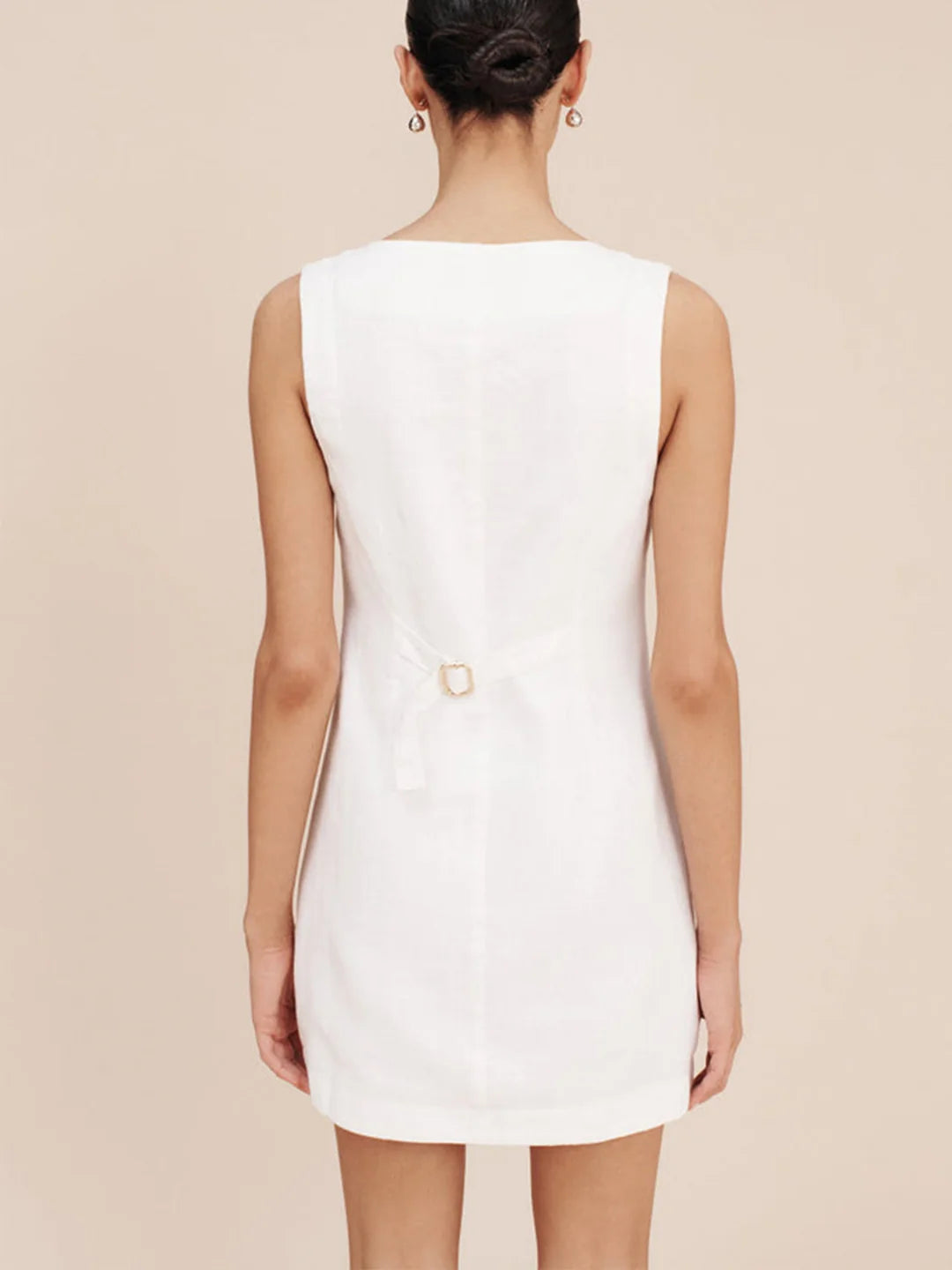 Casual Cotton Button-Front Short Dress - LA FEMME WANDERER