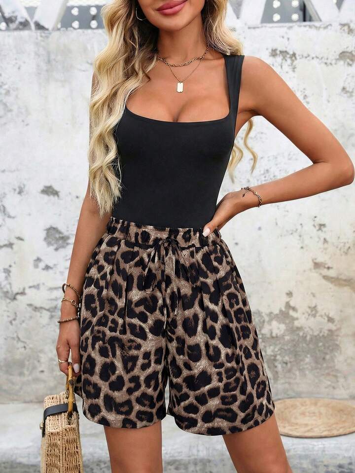 Wild Chic Leopard Shorts – Lightweight Drawstring Casual Bottoms