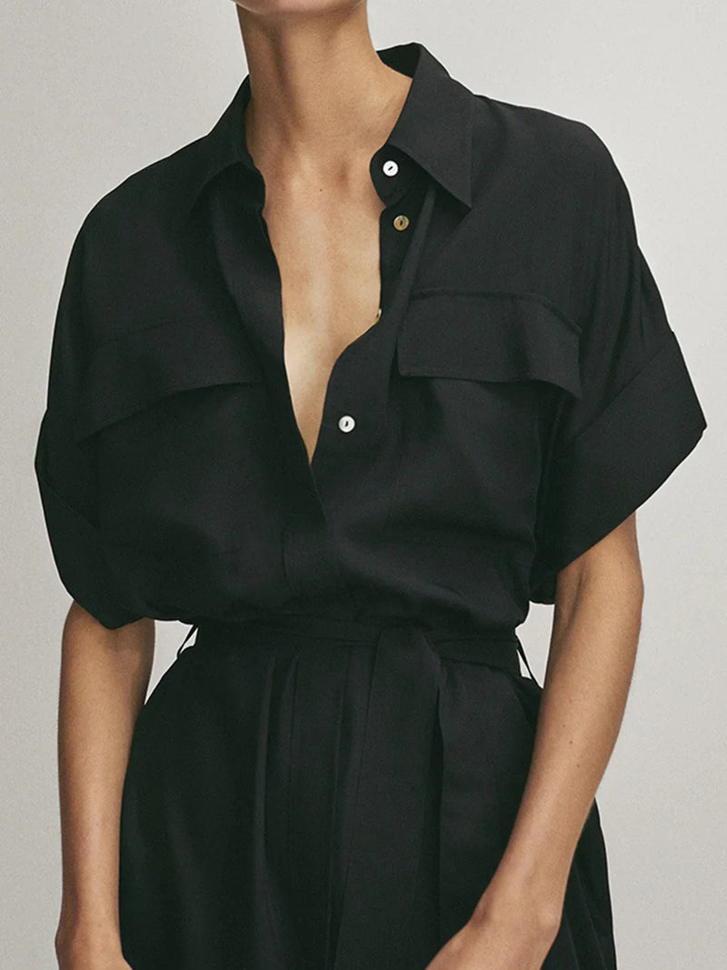 Always Elegant – Midikleid mit Polotaschen und Bindeband