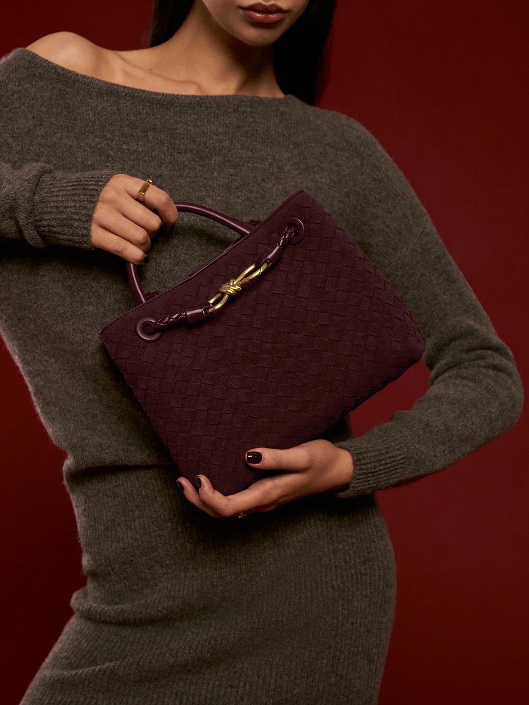Always Chic Suede Woven Tote Bag - LA FEMME WANDERER