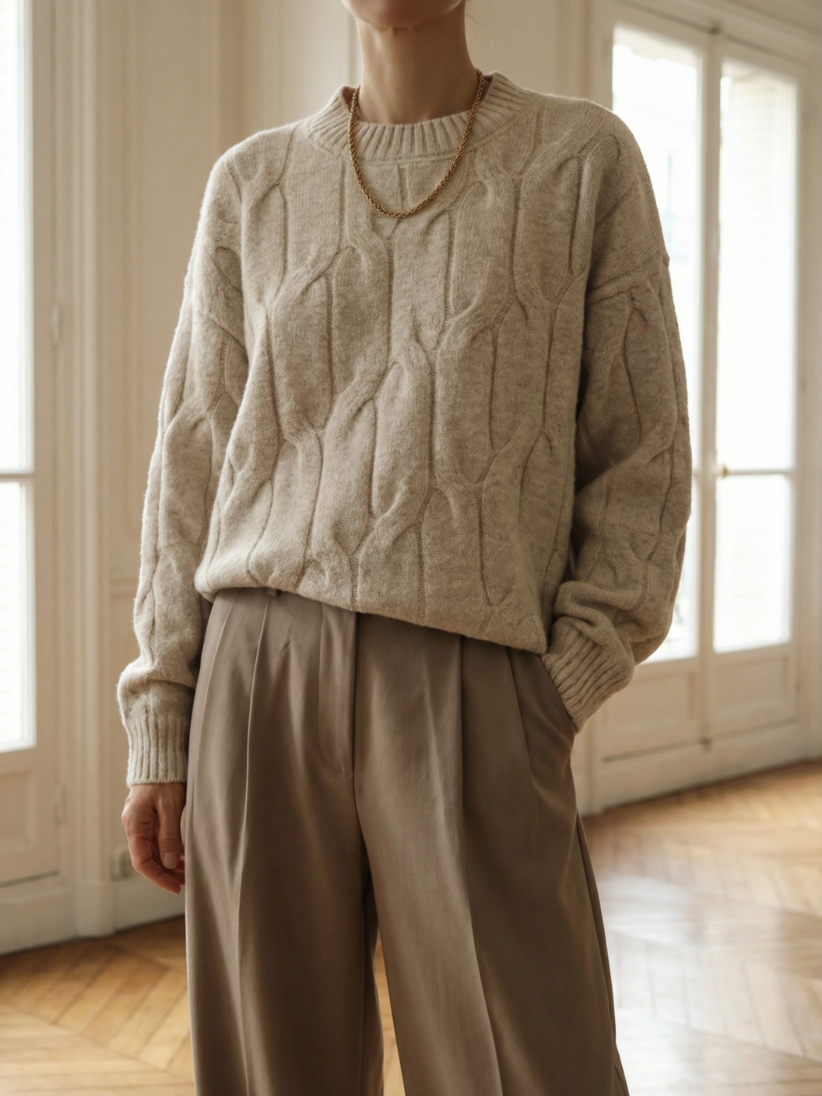 Gemütlicher Zopfstrickpullover