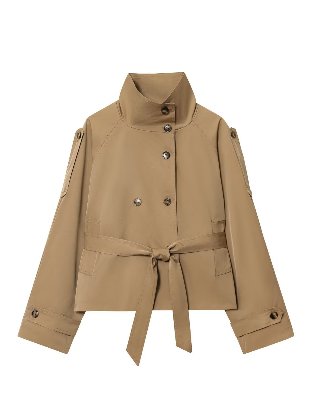 Laceup Doublebreasted Trench Coat Khaki