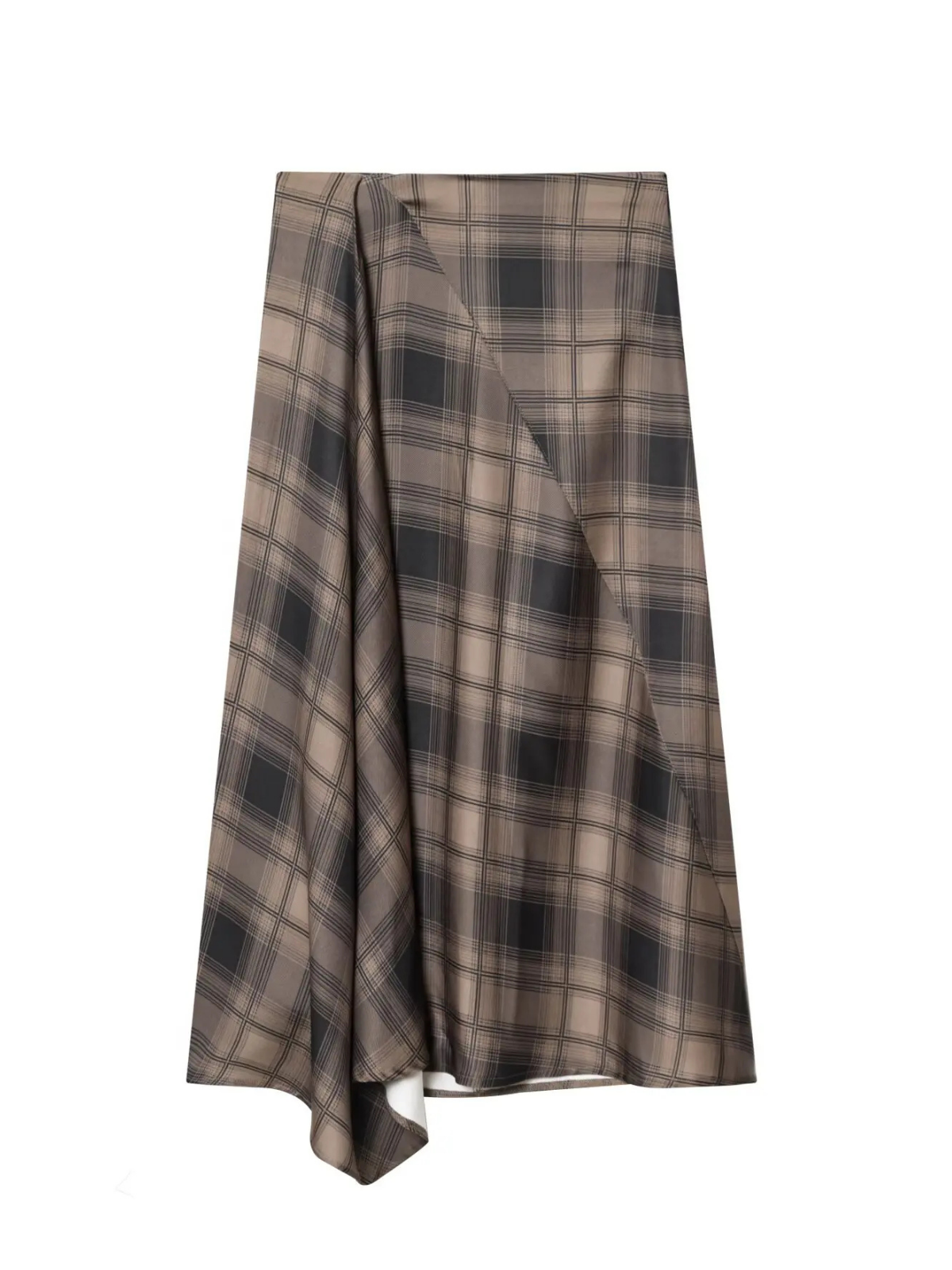 Plaid Ruffle Midi Skirt
