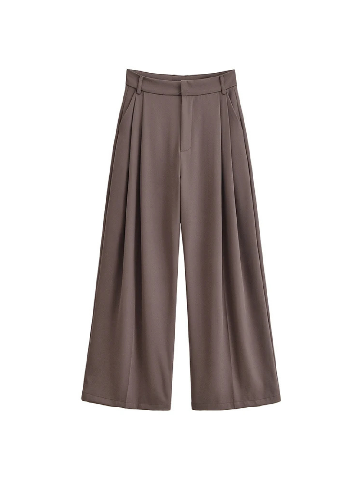 Double Pleat High Waist Wide Leg Trousers